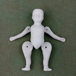 Antique dollhouse doll, bisque porcelain, Hertwig, 1910s Hertwig & Co., approx. 4.72&quot; / 12 cm, marked 520 / 2 1/4, Germany