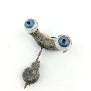 Vintage blue sleepy glass eyes, doll eyes, glass eyes, 1.73&quot; / eye size 0.51&quot;, German doll repair supply, eyes with rocker, Doll Repair Part