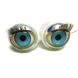 Vintage doll blinking or sleepy eyes, plastic capsule, blue, 0.62&quot; / 16mm, replacement for vintage dolls