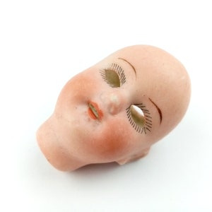 small Recknagel antique doll head, 1.6 inch dollhouse doll size, bisque porcelain P 20/0 , Thuringia Germany