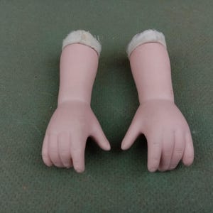 Reproduction dolls arms, pair dolls lower arms, bisque porcelain, Vintage Porcelain doll, doll making, 3.3"
