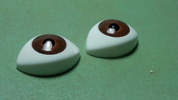 doll repair Vintage lens shape 23 x 15 mm replacement doll eyes acrylic doll eyes brown Vintage Doll eyes