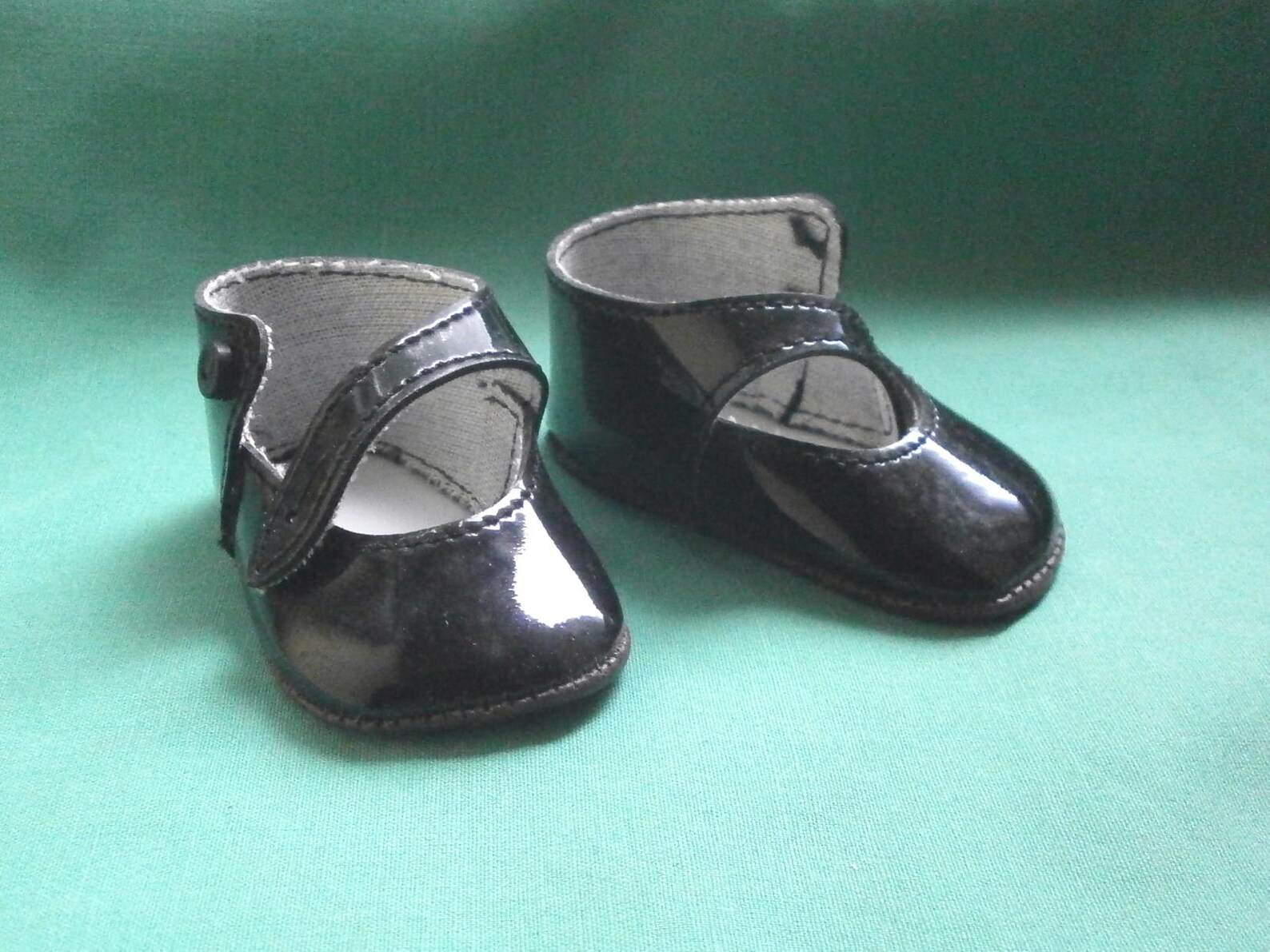 Black Doll Shoes Patent Leather Imitation Shoes Vintage Etsy UK