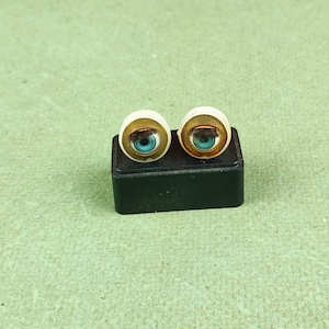 Vintage doll blinking or sleepy eyes, plastic capsule, blue, 0.43&quot; / 11 mm, replacement for vintage dolls
