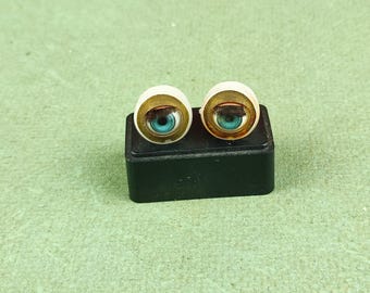 Vintage doll blinking or sleepy eyes, plastic capsule, blue, 0.43" / 11 mm, replacement for vintage dolls