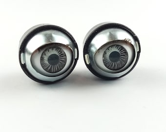 vintage doll blinking  or sleepy eyes , plastic capsule blue - gray , 0,59" - 15 mm, replacement for vintage dolls