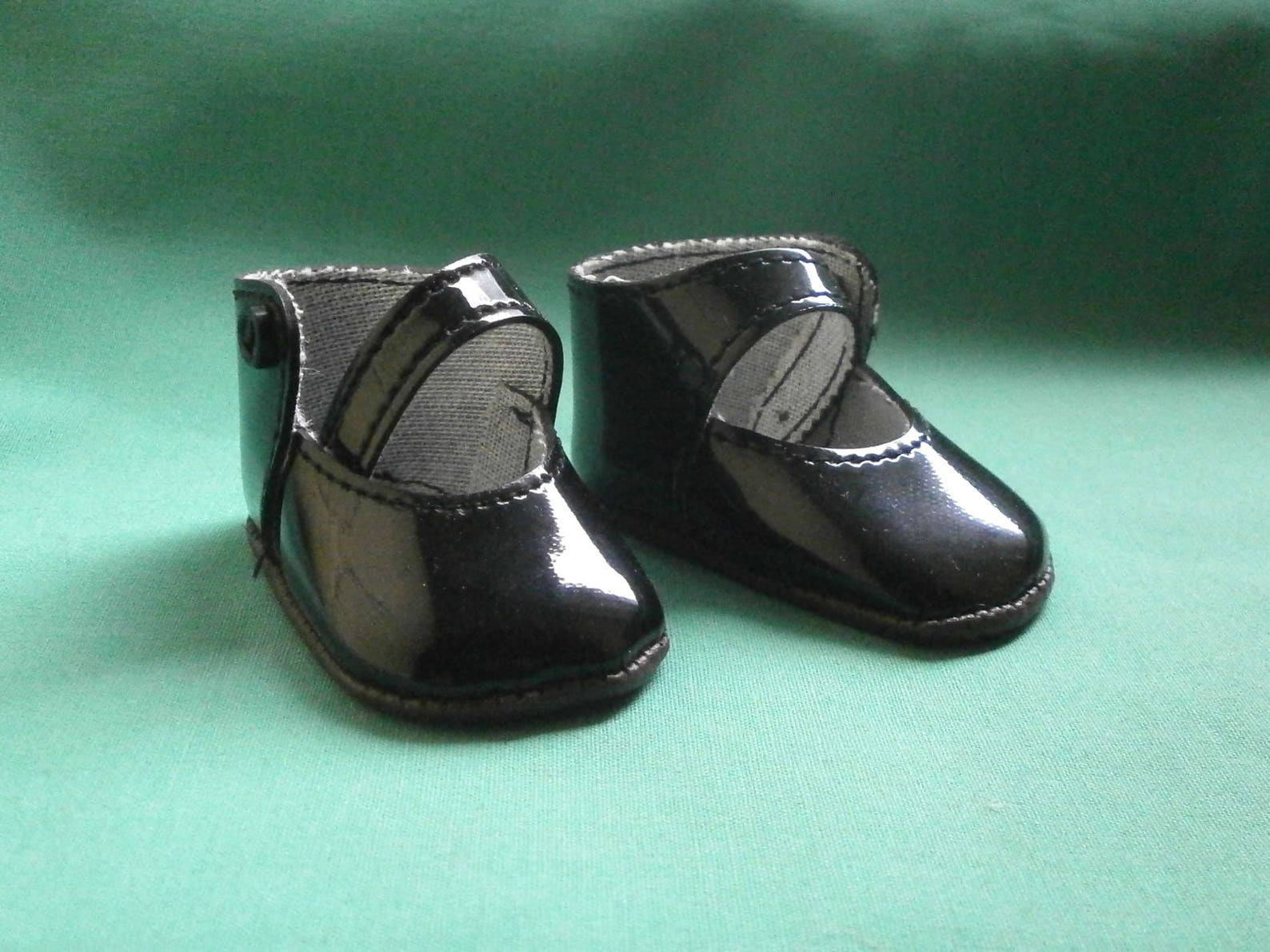 Dolls Shoes Pair of Black Doll Shoes Patent Leather Etsy UK