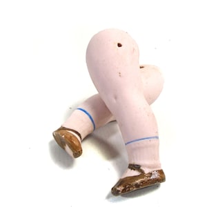 Antique doll legs for dollhouse dolls, bisque porcelain, doll repair, 2.83&quot; x 1.18&quot;, circa 1900s, Germany, porcelain doll part
