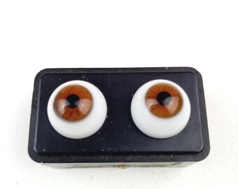 Antique glass eyes, doll eyes, brown, 0.5" / 13 mm, s, doll repair, made in Lauscha Germany, mouth blown glass eyes