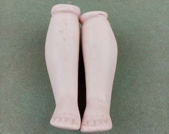 Vintage Doll legs for Artist reproduction, porcelain tie in doll legs, bisque doll, Vintage Germany, Art Doll Porcelain Legs, 3.75"