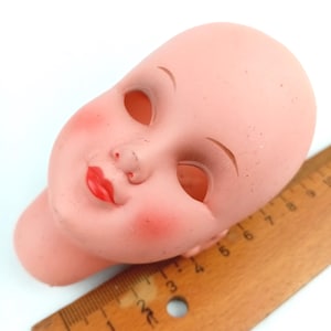 Vintage doll head, plastic Doll, vintage dolls, head replacement, 1950- 1970s Western Germany, 3.5&quot; tall, doll repair, Dolls Art