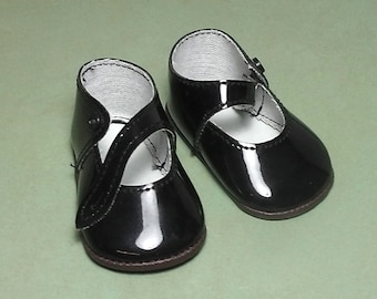Dolls Shoes, pair of black doll shoes, patent leather imitation, 2 1/3", size 6, Made in Germany