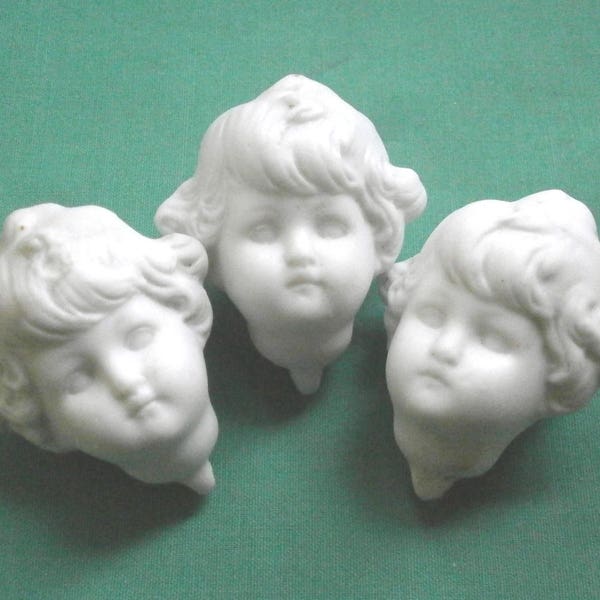 antique doll heads, dollhouse doll size, bisque porcelain unpainted ,excavated, Limbach AG Thuringia Germany