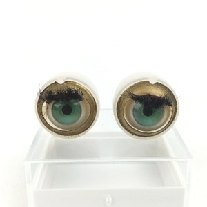 vintage doll, blinking or sleepy eyes, plastic capsule, green-blue, 0.47&quot; / 12mm, replacement for vintage dolls