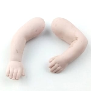 Antique Dollhouse Doll Arms, miniature doll arms, bisque porcelain, 2.36&quot; & 1.96&quot; / 0.66&quot;, Germany, doll repair parts, Porcelain Doll Part