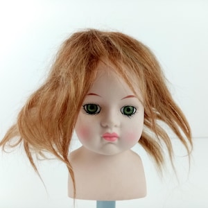 Mohair Puppenperücke, hellbraun, 18 cm, Vintage Puppenperücke, Puppenersatz, für Antique oder Vintage Dolls