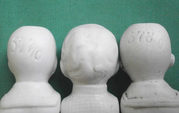 antique by Hertwig /& Co. molded clothing Hertwig Dollhouse dolls three bisque doll bodyie Thuringia Germany