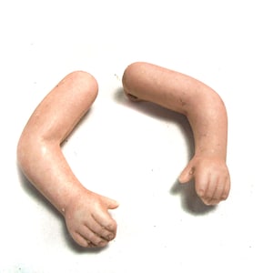 Doll arms, antique porcelain doll arms, dollhouse dolls size, 2&quot; x 0.48&quot;, 1910s, Thuringia  Germany