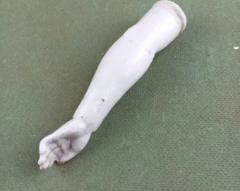 Antique Early German Doll Hand, Glazed Lower Arm , Porcelain doll arm, replacement part, Shoulder head doll, 6.2 inch left side