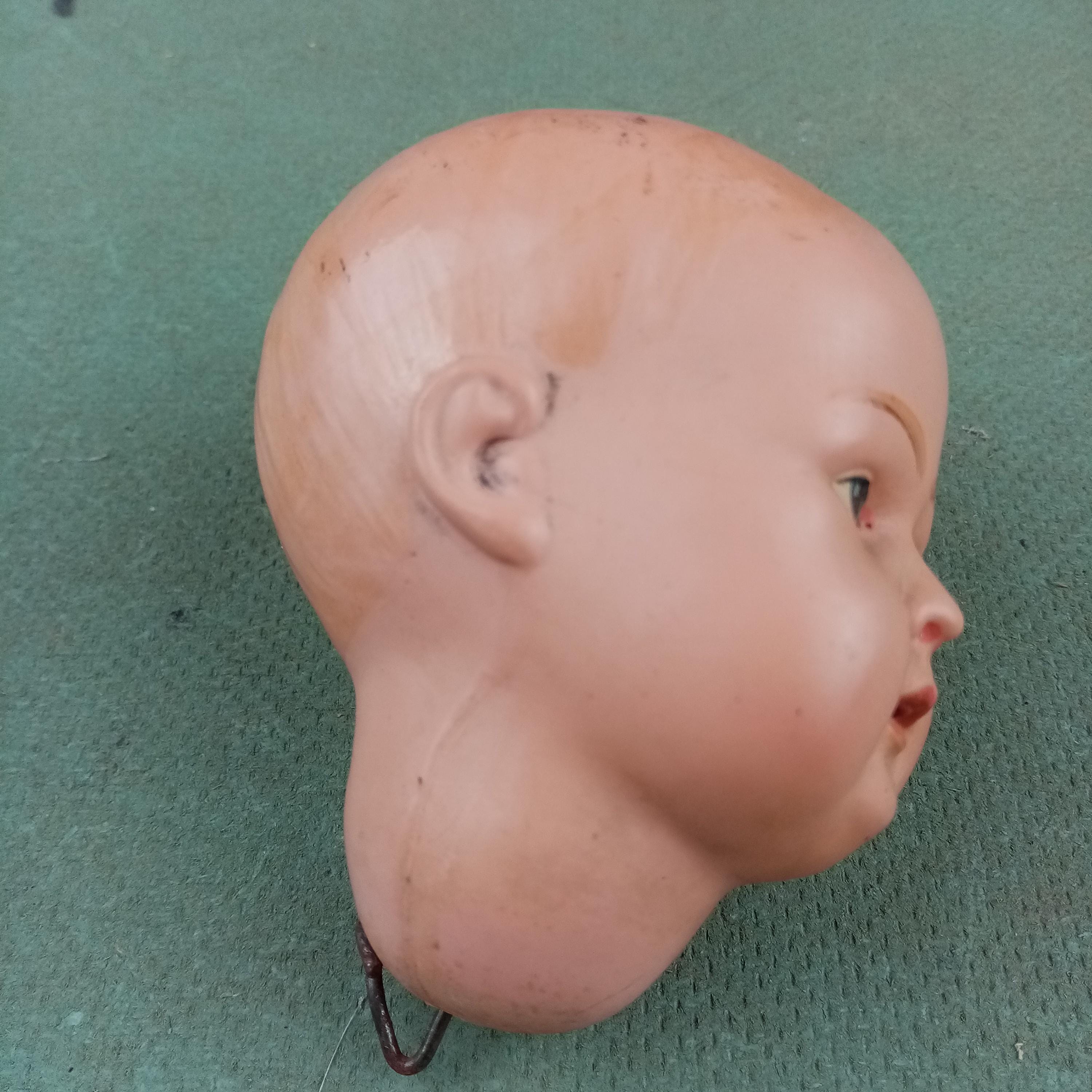 ヴィンテージ シルトクロット人形の頭、ドイツ製セルロイド人形の頭