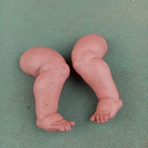 Turtle mark dolls legs, Celluloid legs, Miniature dolls part, size 21, baby doll legs, dollhouse doll, Germany Vintage pre 1930s