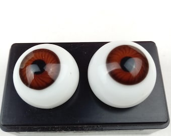 Yeux De Poupée Anciens En Verre Marron (25.2 Mm) - Fabrication Française XXe