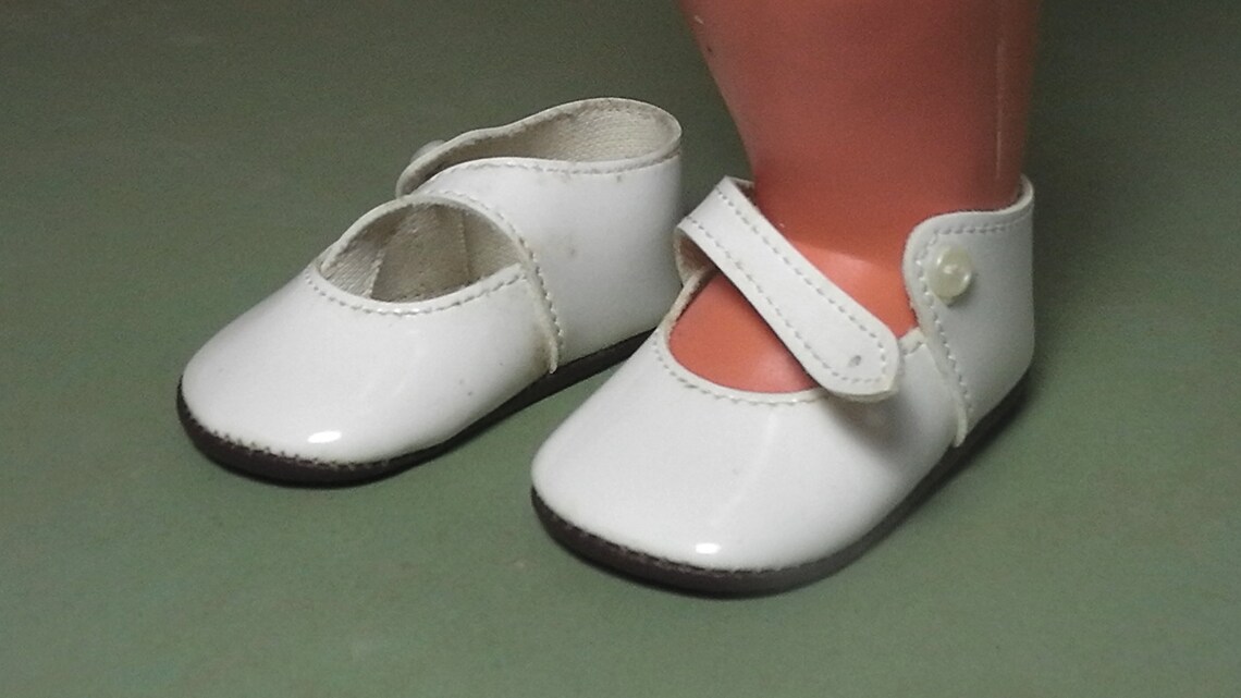 Vintage Doll Shoes White Doll Shoes Patent Leather Etsy