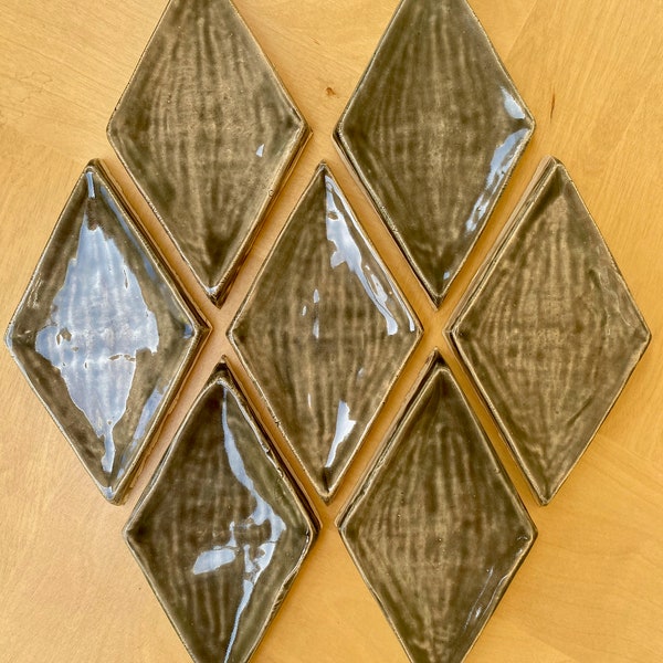 Concave 4x7 inch Diamond Tiles in Warm Glossy Brown -- 220 in stock