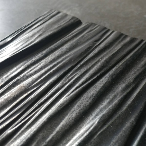 6"x10" Rippled Field Tiles in Graphite matte metallic finish - handmade to order