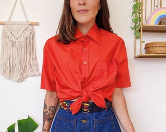 Vintage 70s unisex short sleeve red shirt