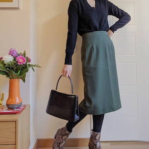 Long Pencil Skirt Long Green Khaki Vintage Straight Cut From the 70s for Women Etsy Ireland