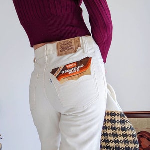 RARE Levi's student pants in off-white corduroy | Vintage NEW from the 70s