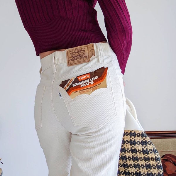 RARE Pantalon Levi's student en velours côtelé blanc cassé | vintage NEUF des années 70