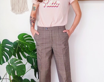 Brown checked wool pants, suit pants | vintage 80s