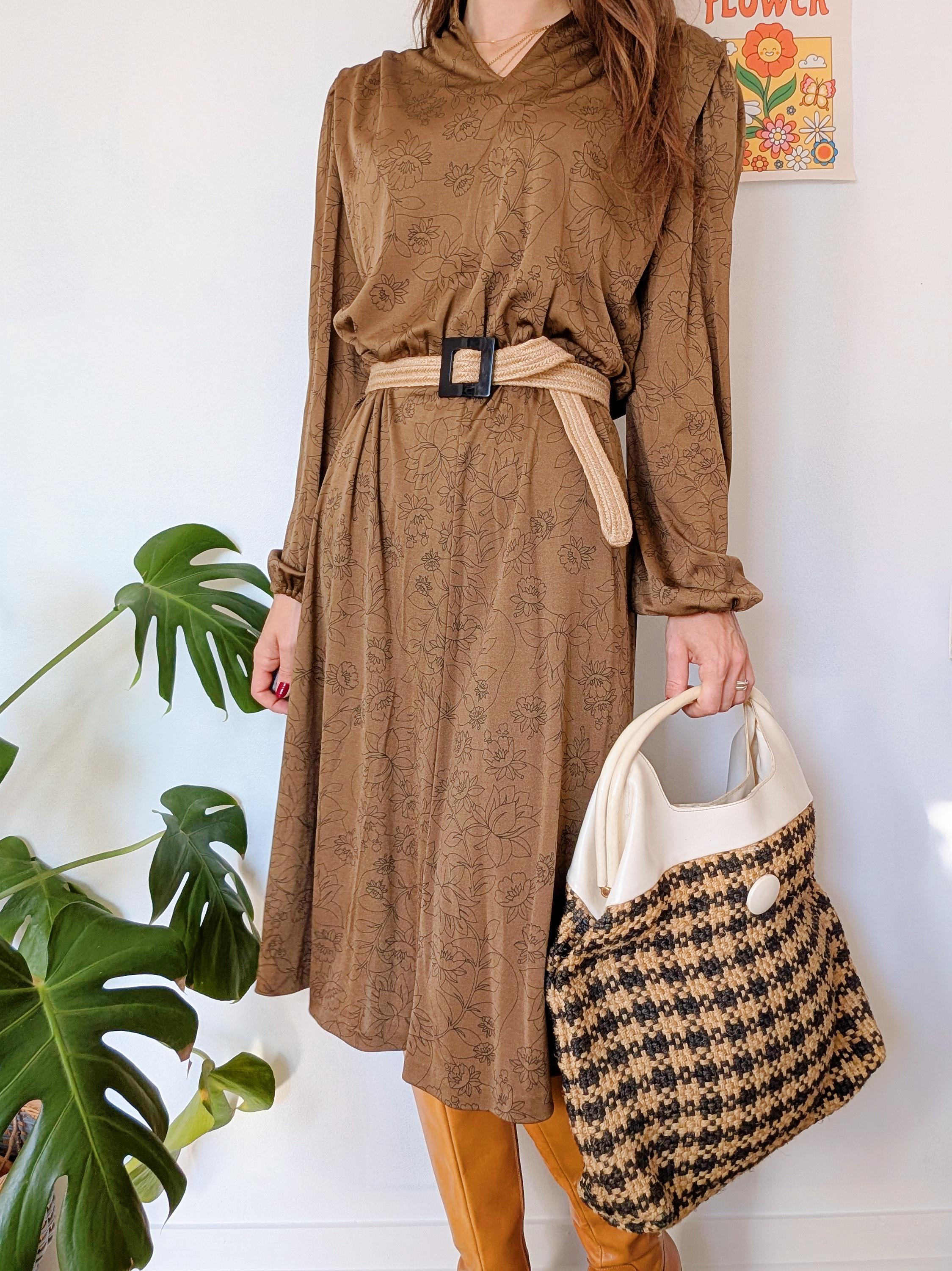 brown floral long sleeve maxi dress LASCANA Women's Floral Long Sleeve Maxi Dress
