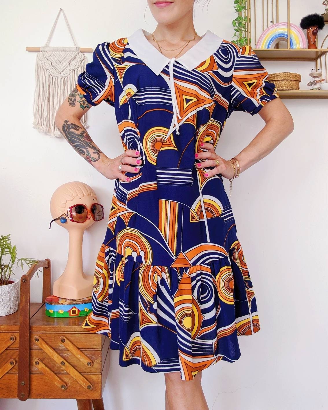 Blue orange dress hotsell