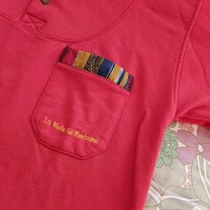 Sweat en coton rouge, veste avec empiècement colorés vintage des années 90 image 10