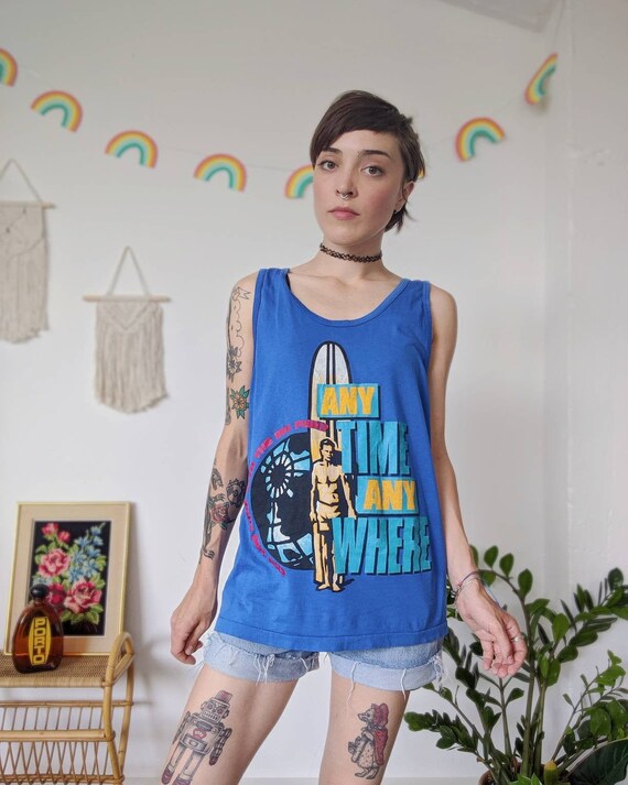 Unisex surfer cotton tank top for vintage men's 90