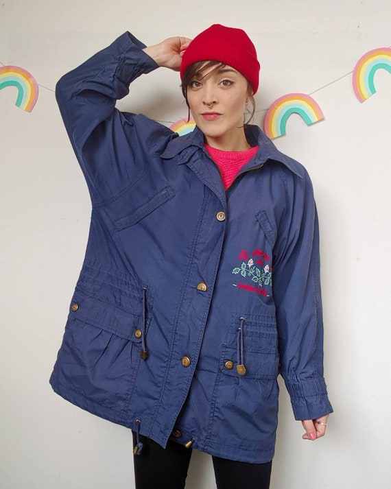 René Derhy x Chipie embroidered blue jacket for vintage women | Etsy