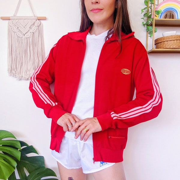 RARE ADIDAS Globus Veste de survêtement rouge, veste sportwear globus | vintage des années 60 unisexe