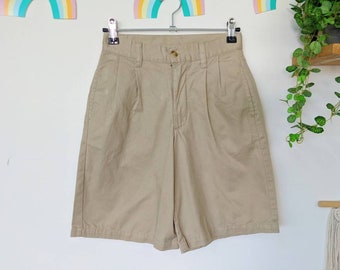 Short long beige foncé en coton | vintage des années 90