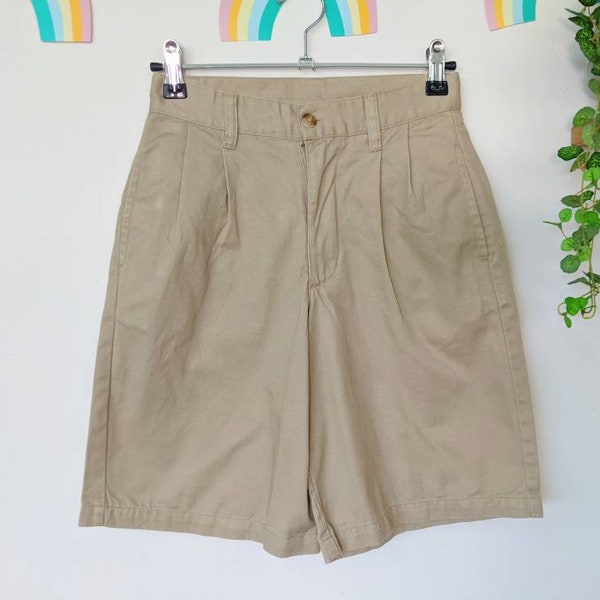 Short long beige foncé en coton | vintage des années 90