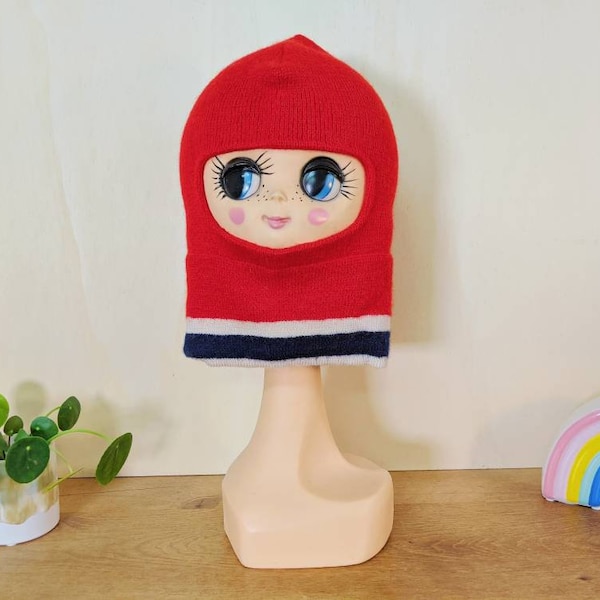 Vintage 1970 | cagoule rouge convertible en bonnet pour enfant