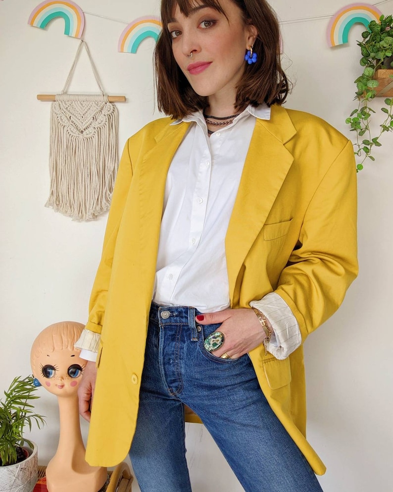 Blazer jaune oversize vintage des années 90 image 3