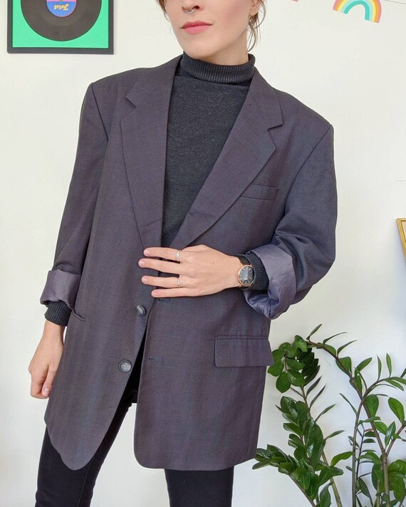 Vintage unisex oversized grey blazer from the 90s