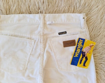 RARE Pantalon Wrangler en velours côtelé blanc, jeans en velours coupe droite unisexe | vintage NEUF des années 80