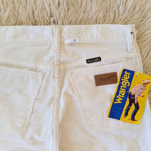 RARE Pantalon Wrangler en velours côtelé blanc, jeans en velours coupe droite unisexe | vintage NEUF des années 80