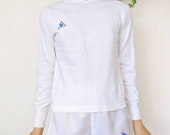 Vintage 1980 | Le Coq Sportif unisex white cotton sports jersey
