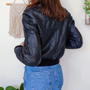 Veste perfecto en cuir noir avec élastique aux manches vintage des années 70 image 4