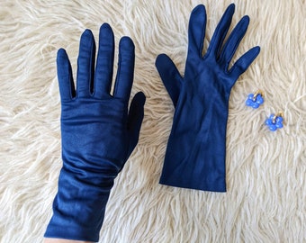 Vintage 1960-70 | Gants bleus élégants pour femme